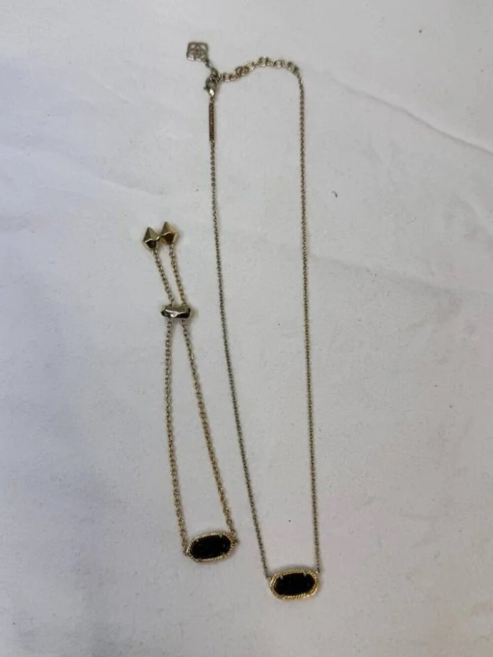 Kendra Scott Elisa Necklace & Bracelet Set — Gold/Black Elegant Jewelry